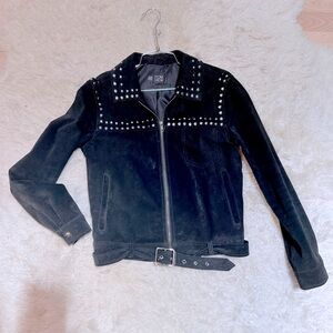 🏍️ Genuine Suede moto jacket with metal studs 🏍️